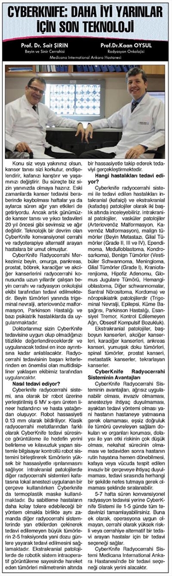 Kansere Karşı "Uzay Neşteri": Cyberknife