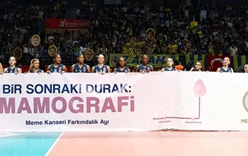 Fenerbahçe Medicana Kadın Voleybol Takımı Oyuncularından Maç Öncesi  Meme Kanserinde Erken Tanı Çağrısı