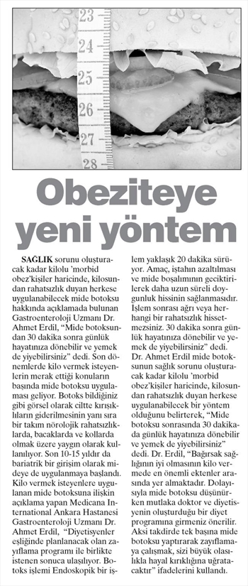 OBEZİTEYE YENİ YÖNTEM