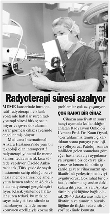 Meme Kanseri Tedavisinde Önemli Bir Seçenek: Intraoperatif Radyoterapi