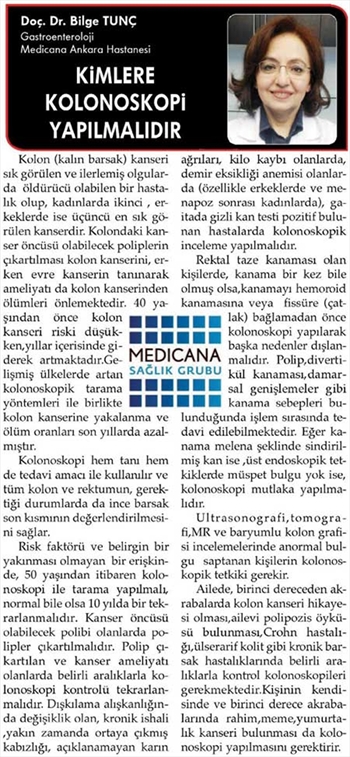 Kimlere Kolonoskopi Yapılmalıdır?