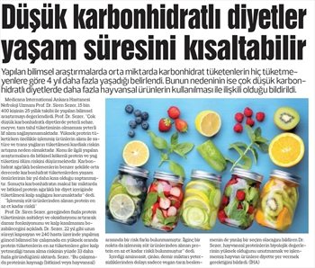 DÜŞÜK KARBONHİDRATLI DİYETLER YAŞAM SÜRESİNİ KISALTABİLİR